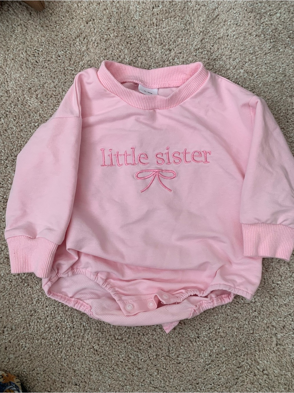 Pink "Little Sister" Long Sleeve Baby Bodysuit